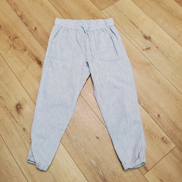 Gap Pants Gray Elastic Waist Drawstring Womens Size M Chambray Cotton Joggers - Picture 2 of 12